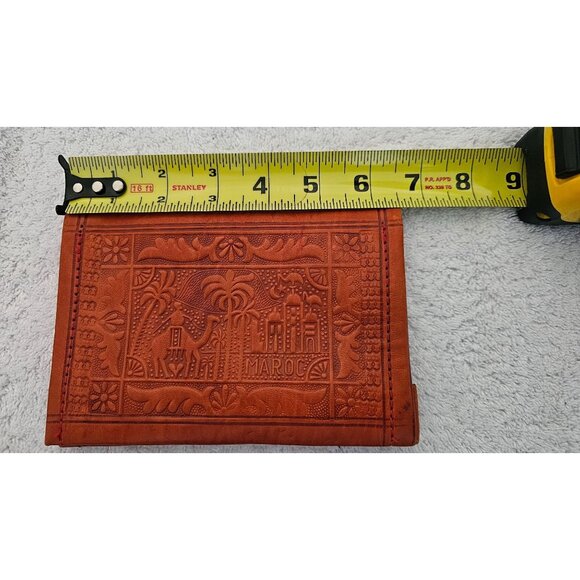 Leather Moroccan Wallet With Camel & Palm Tree Design ***Broken Strap-See NOTE - Picture 6 of 7
